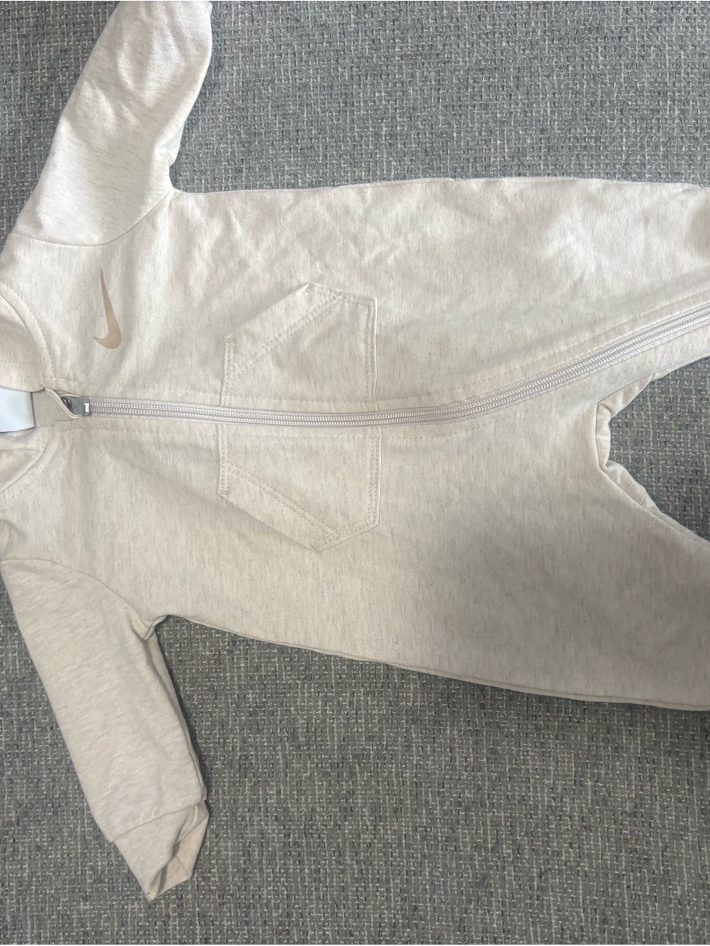 Nike Cream Zip-Front Baby Romper with Pocket